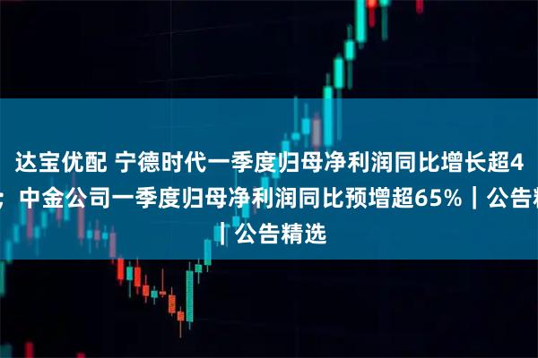 达宝优配 宁德时代一季度归母净利润同比增长超48%；中金公司一季度归母净利润同比预增超65%｜公告精选